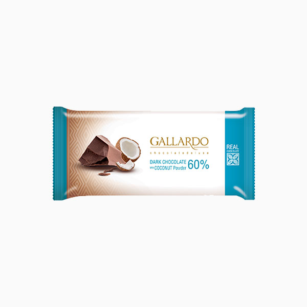 شکلات تلخ 60% با پودر نارگیل گالاردو 65 گرم