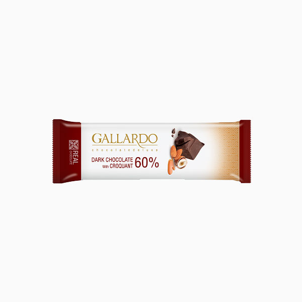 شکلات تلخ 60% با کروکانت گالاردو 23 گرم