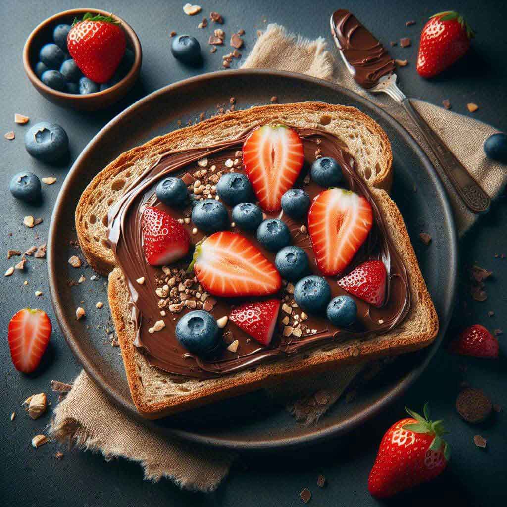 صبحانه شکلاتی با توت فرنگی و بلوبری
