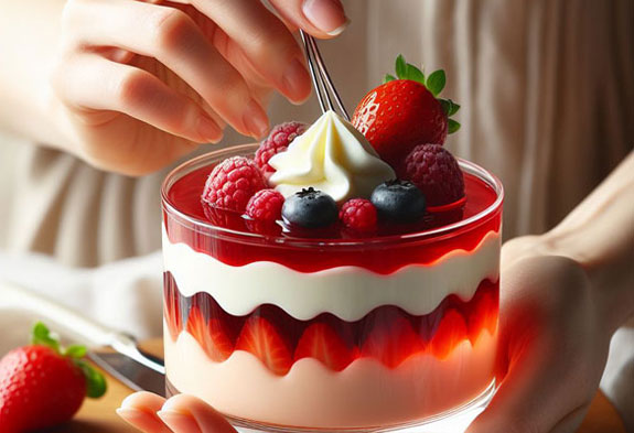 دسر توت فرنگی - ژله مجلسی