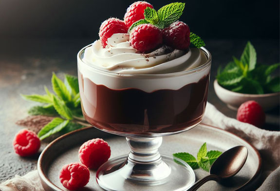پودینگ شکلاتی با دیزاین میوه
