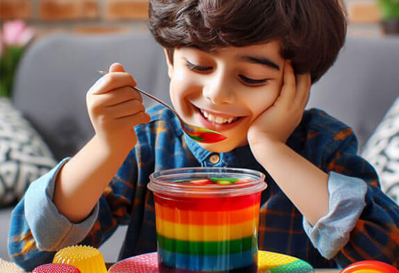 کودک و ژله رنگین کمان