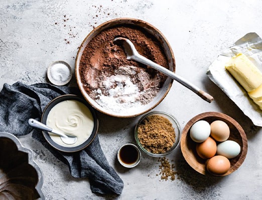 مواد اولیه کیک خیس شکلاتی مجلسی